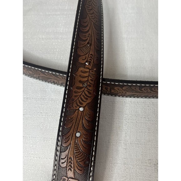 Genuine Leather Size 52 Men’s Embossed Belt Leaves Nature Design - Picture 5 of 7